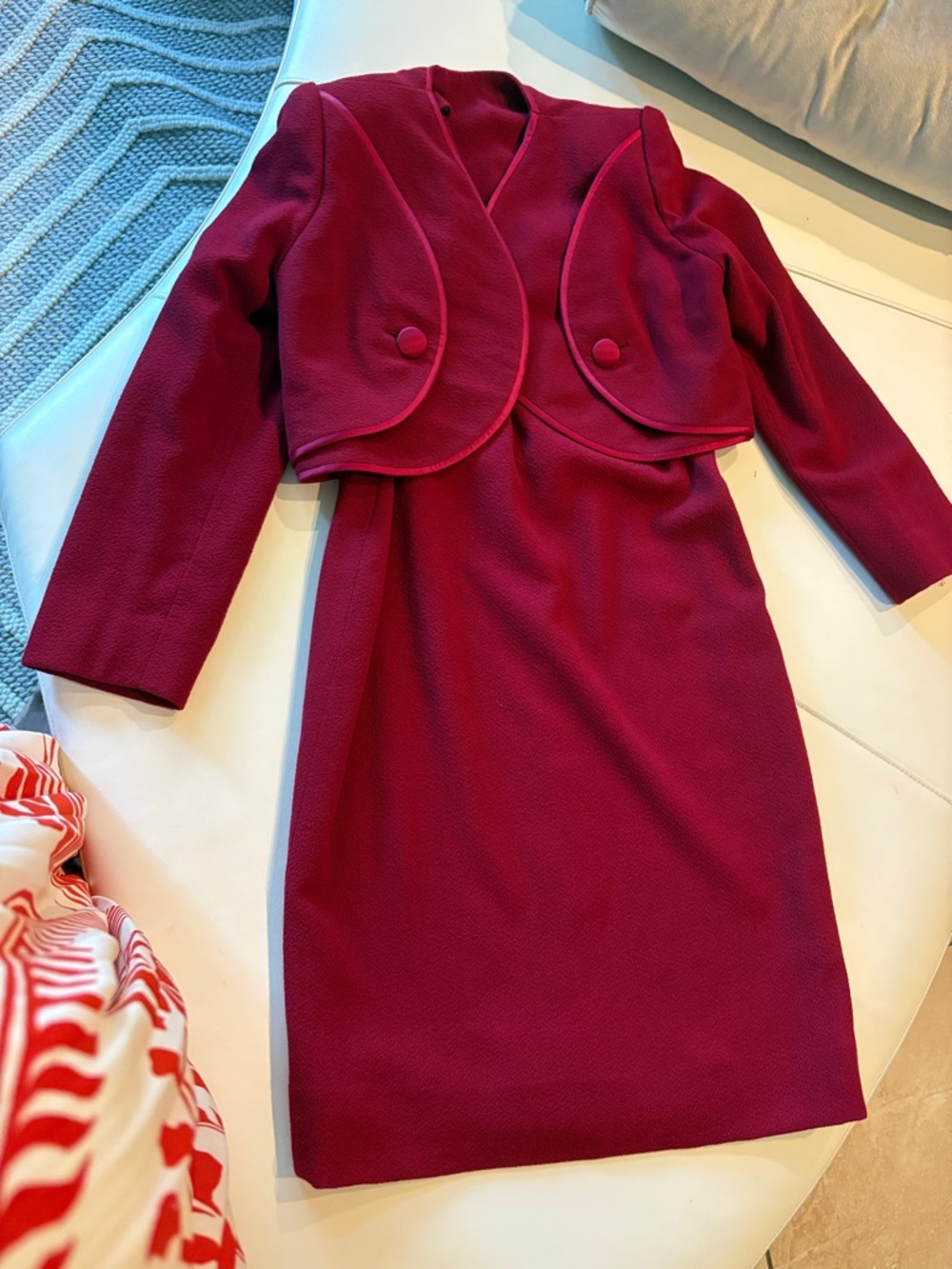 Women's Long Sleeve Sculpted Sheath Dress with Cropped Jacket - Galano couture